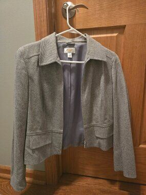 Talbots - gray, wool blend shorter jacket size 10